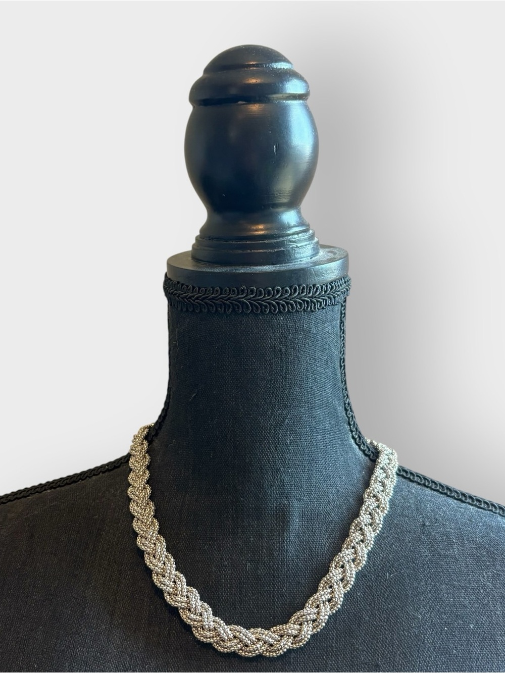 Silver Chain Braided Woven Necklace - 18"